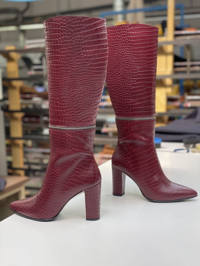 fabricacion botas de mujer burdeos zipper-boots