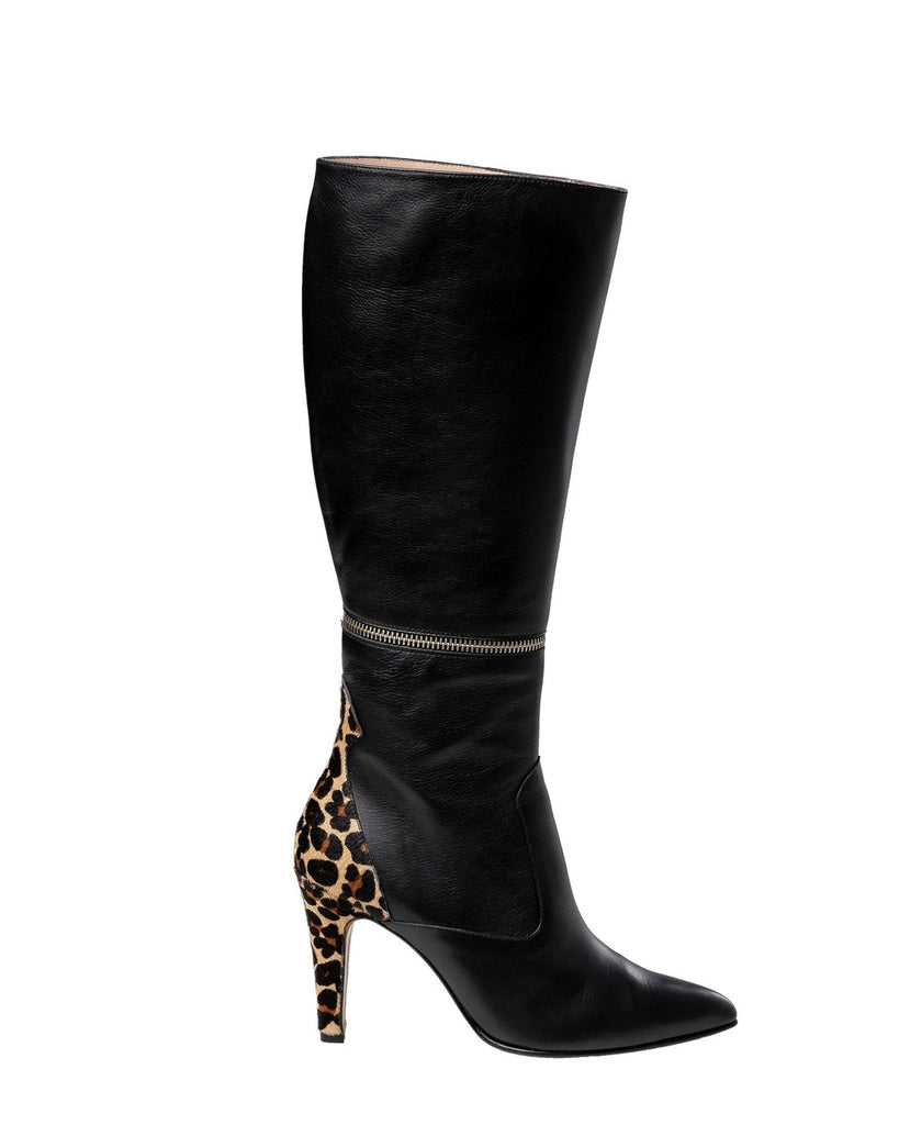 botas mujer leopardo y negro
